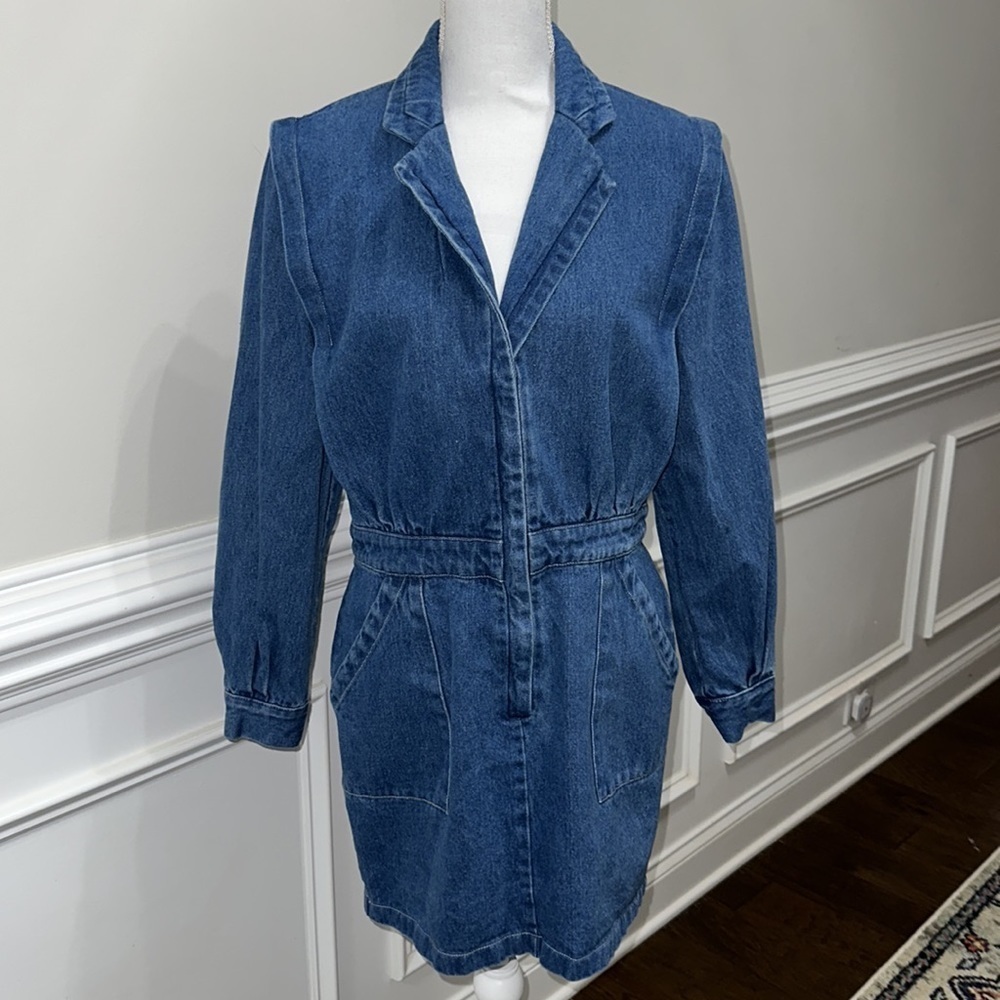 Gabrielle Union Kadesha Zip Front Denim Dress Size M - Picture 2 of 9
